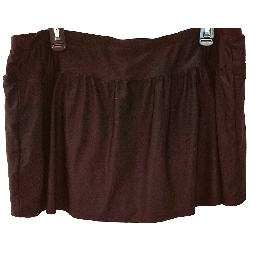 Delta Burke Black Swim Skirt with Attached Briefs and Front Slit Size 20W EUC